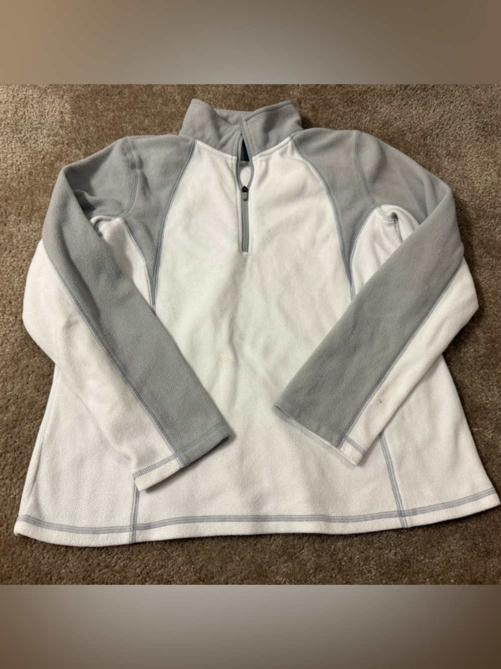 Trek Women's Two-Tone Half-Zip Turtleneck Fleece - White & Light Gray